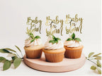 12Pcs Gold Foil Baby in Bloom 2.3 * 4.3inch Cupcake Topper Picks for Birthday Gender Reveal Baby Shower Party Cake Decorations