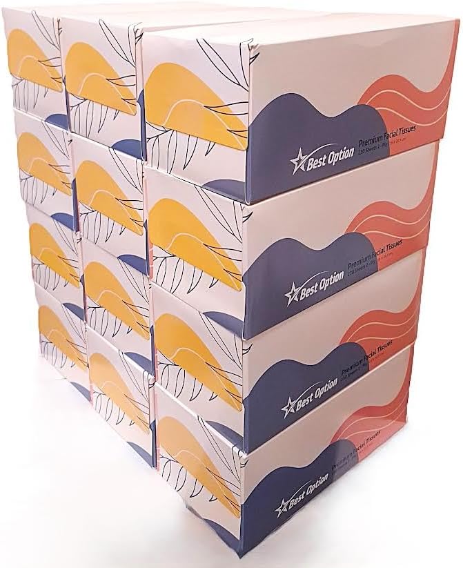Soft 2-Ply Facial Tissue, White, 230-Count Box | Professional, Gentle and Durable | Great for Bathroom, Office, Business, School (2,760 Tissues, Bulk Pack of 12-Boxes)