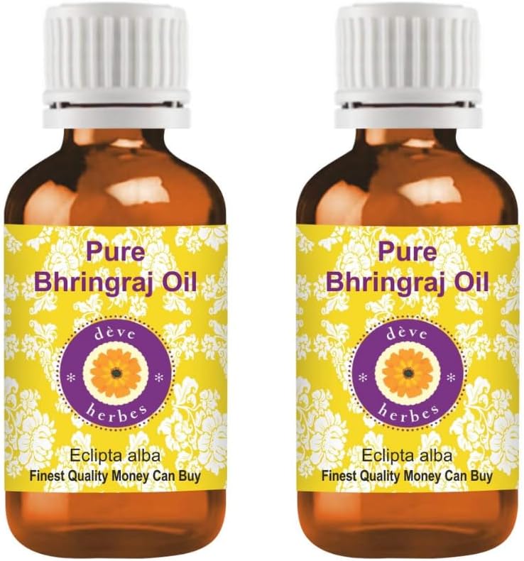 Deve Herbes Bhringraj Oil (Eclipta alba) | Infused | Pure | Natural | Undiluted | for Diluting Essential Oils | for Skin & Massage | Non-Sticky | Lightweight | Men & Women | 30ml X 2 (2 oz)
