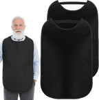 Bremorou Double Layer Stretchable Adult Bibs, Reusable Waterproof Washable Clothing Protector Feeding Bib For Men Women And Seniors Large Adult Bibs For Eating (Black)