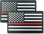 QQSD Thin Red Line American Flag Patch Firefighter Tactical Patch - PVC Hook and Loop Fastener Patch, 2 Pack