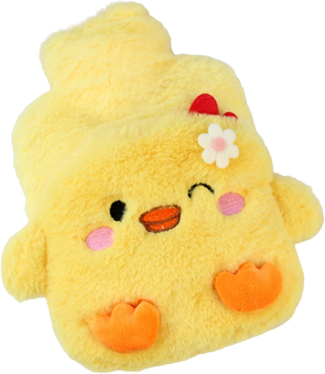 3D Cartoon Pattern Hot Water Bag,LIUHUIZEYU Plush Cover Hot Water Bottle,500ml Warm Water Bag for Neck and Shoulder, Legs, Waist Warm,Period Cramps Pain Relief Removable Hand Warmer Gifts (Yellow)