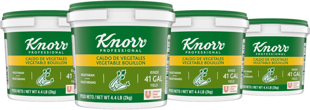 Knorr Professional Caldo de Vegetales, Vegetarian Bouillon, 4.4 lb (Pack of 4), Granulated Base, Bouillon as a Base, Marinade, Flavor Enhancer, Shelf Stable Convenience, 0g Trans Fat