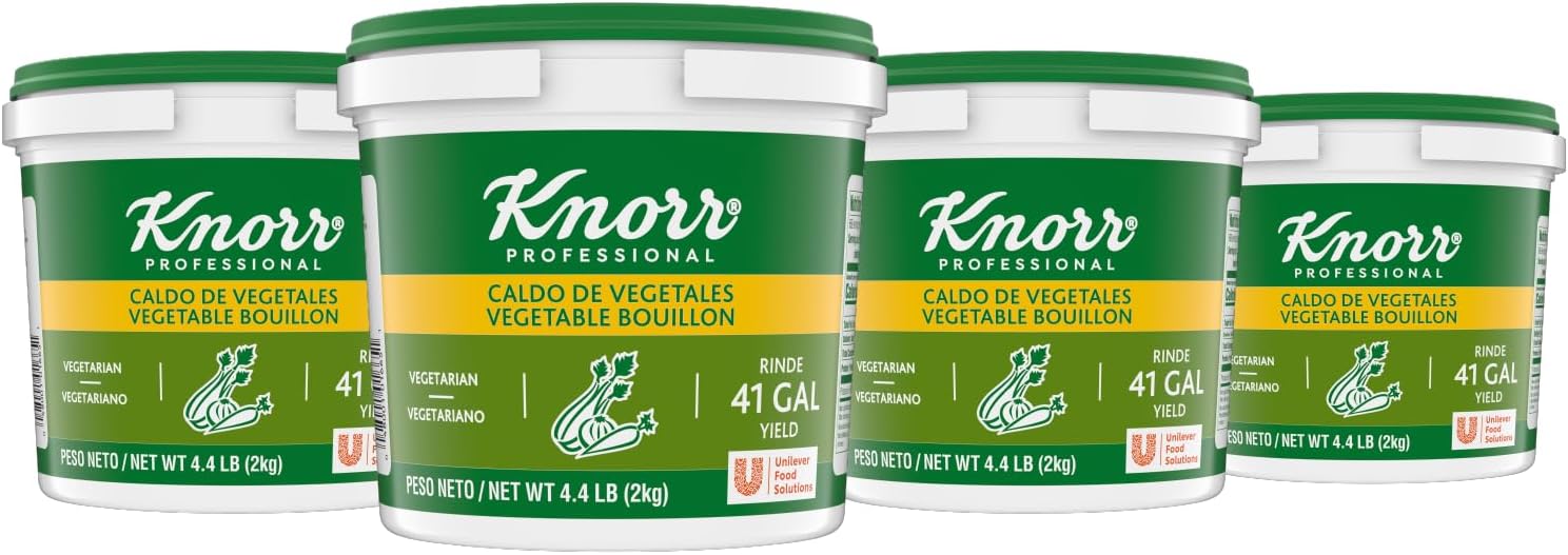 Knorr Professional Caldo de Vegetales, Vegetarian Bouillon, 4.4 lb (Pack of 4), Granulated Base, Bouillon as a Base, Marinade, Flavor Enhancer, Shelf Stable Convenience, 0g Trans Fat