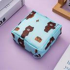 Sanitary Napkin Storage Bag Creative Minimalist Cartoon Print Portable Toilet Paper Organizer for Travel Bathroom and Purse, BlueBear