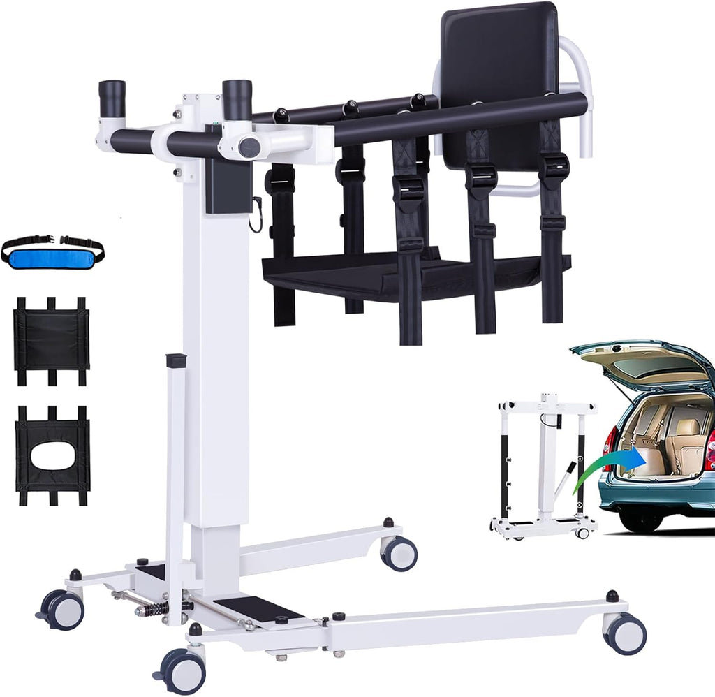 Electric Patient Lift Transfer Chair,Portable Folding Electric Transfer Lift,Adjustable Height Patient Lift for Home,Car & Bathroom,Lift Aid for Seniors & Disabled Adults