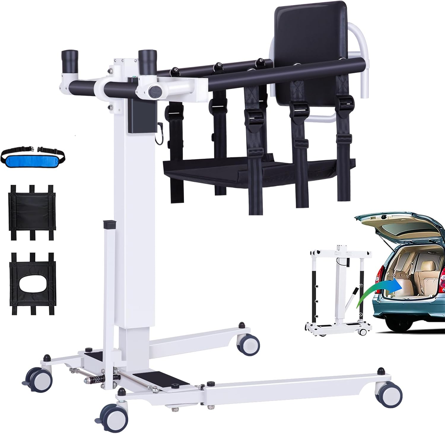 Electric Patient Lift Transfer Chair,Portable Folding Electric Transfer Lift,Adjustable Height Patient Lift for Home,Car & Bathroom,Lift Aid for Seniors & Disabled Adults
