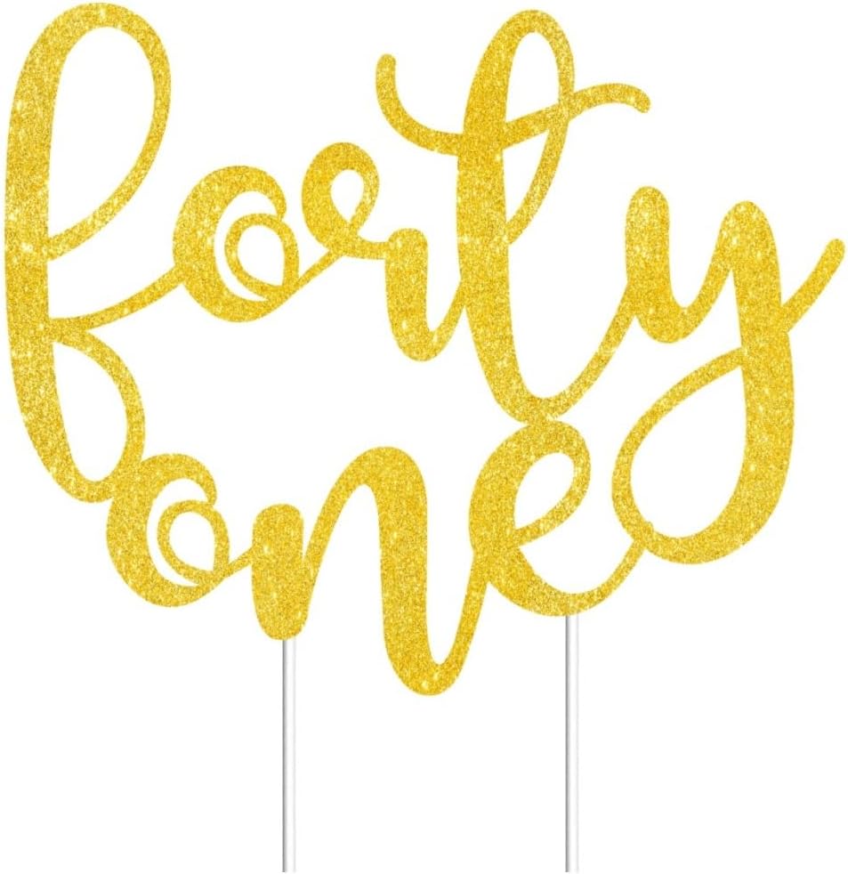 Forty-one Cake Toppers Gold Glitter, Happy 41st Birthday Cake Decorations Cheers to 41 Years Pick Party Decor, Forty-first Year Old Theme Birthday Anniversary Party Supplies
