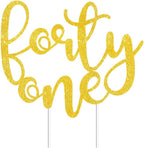 Forty-one Cake Toppers Gold Glitter, Happy 41st Birthday Cake Decorations Cheers to 41 Years Pick Party Decor, Forty-first Year Old Theme Birthday Anniversary Party Supplies
