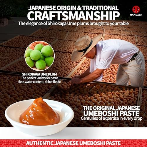 Umeboshi Paste – Authentic Japanese Pickled Plum Paste 5.3oz Made from Shirokaga Ume, Additive-Free, Vegan, Gluten-Free, Easy Squeeze Tube,