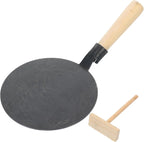 Pancake Griddle Pan with Wooden Handle 13Cm Nonstick Crepe Frying Skillet for Traditional Sugar Painting DIY Kitchen Cooking Set with Spreader