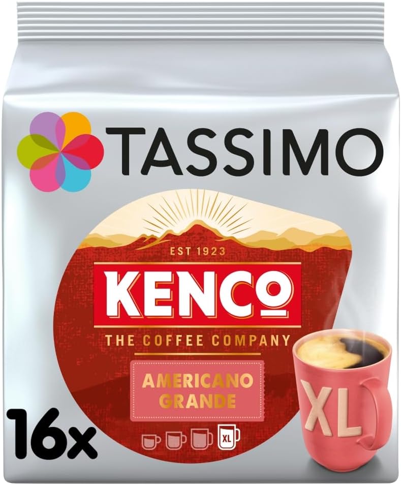 Tassimo Americano Grande XL, Aromatic & Professional Roast, Roasted Coffee, Capsule, 16 Portions