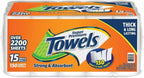 Paper Towels 2-Ply– 15 Mega Rolls, 150 Sheets per Roll, Select & Tear Sheets, Strong and Absorbent, Bulk Pack for Kitchen, Office, Cleaning – Thick & Long Lasting, Lint-Free Disposable Towels