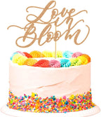 Love in Bloom Cake Topper for Glitter Wedding Engagement Bridal Shower Bachelorette Party Decors Rose Gold
