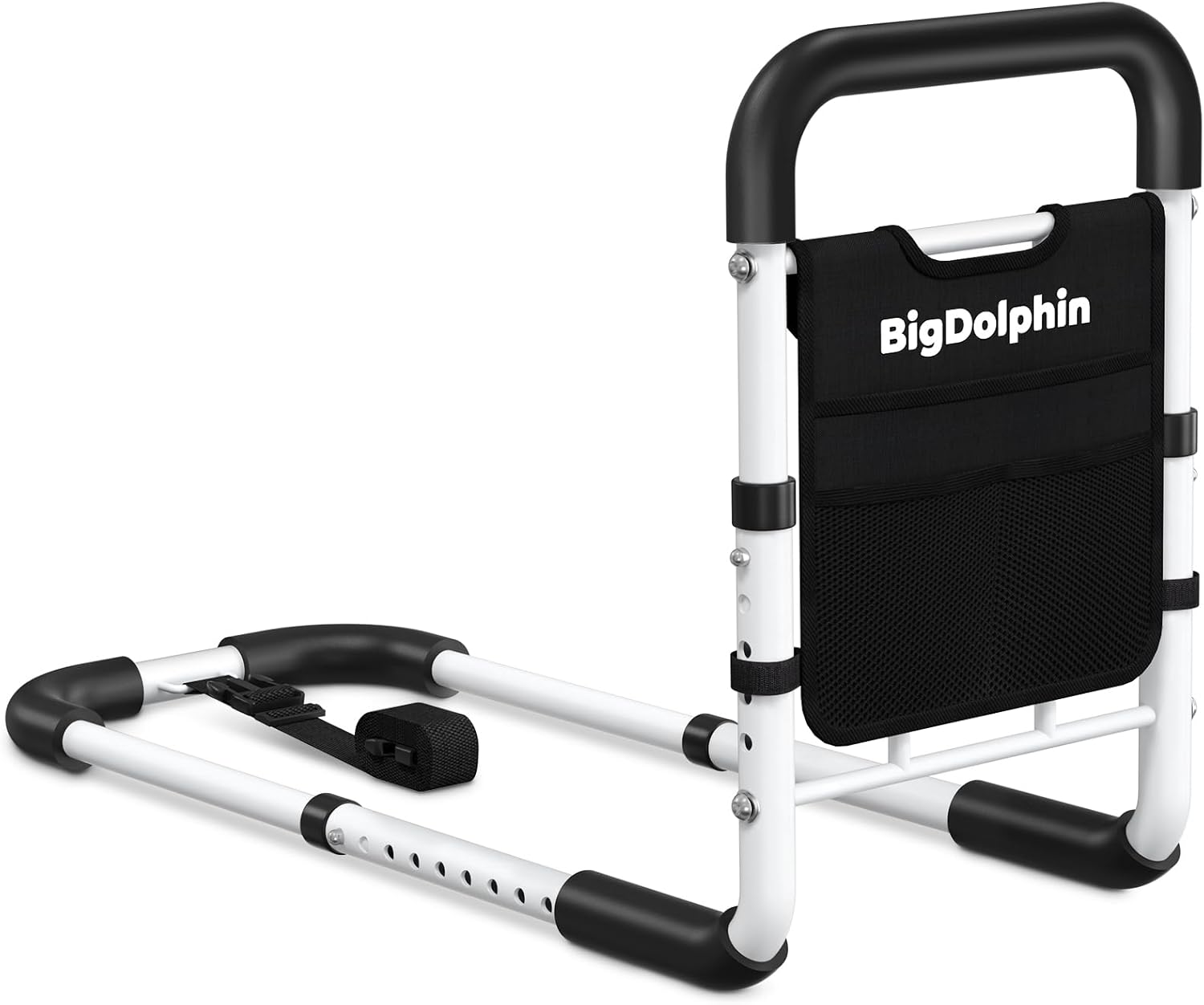 Bed Rails for Elderly Adults Safety - ASTM Approved Adjustable Bed Cane with Non-Slip Ergonomic Handle & Storage Pocket, Bed Railings for Seniors Support 350 LBS, Tool-Free