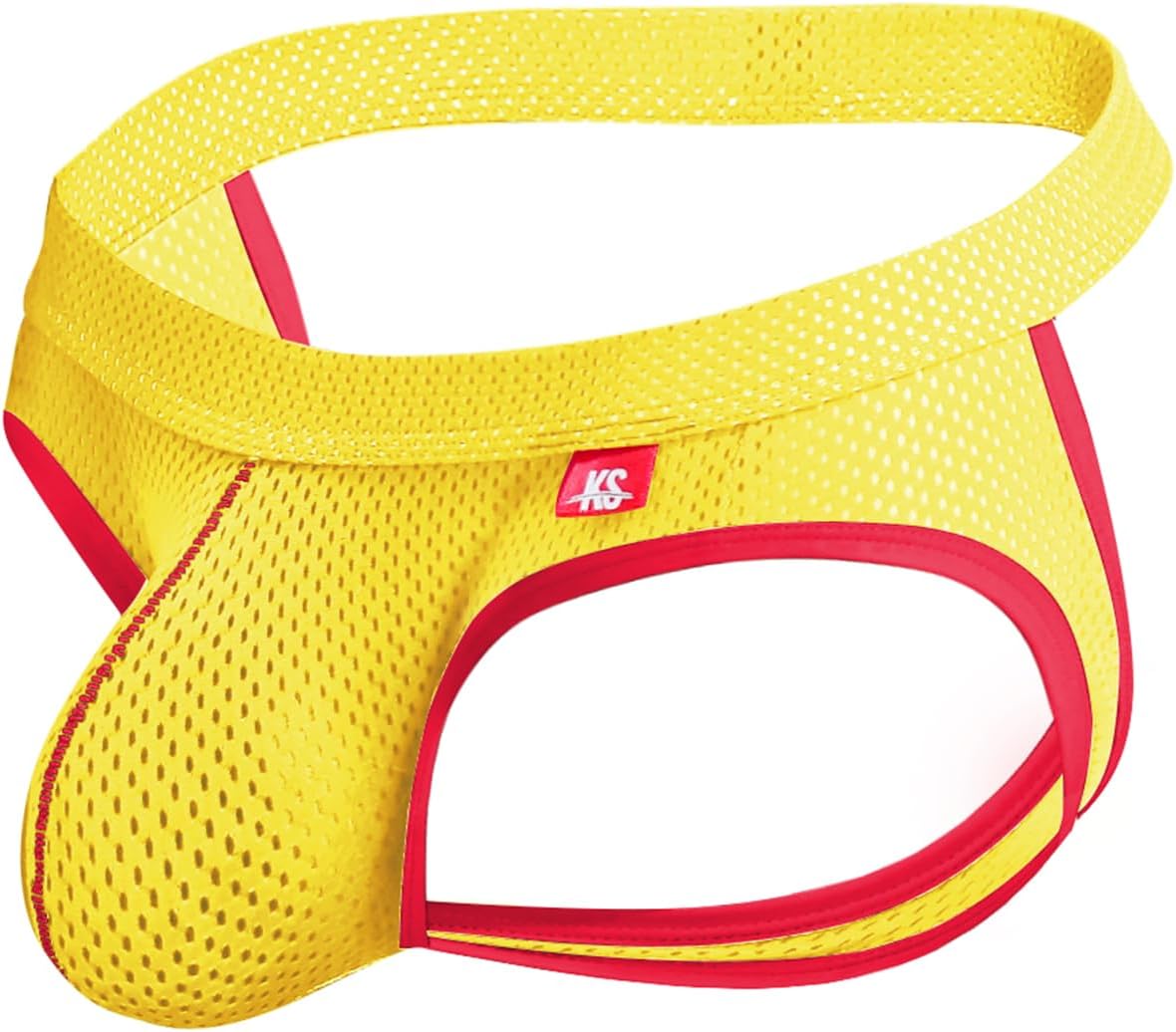 KAREN SPACE Men's Jock Strap Breathable Mesh Sexy Mens Underwear Athletic Supporters for Men