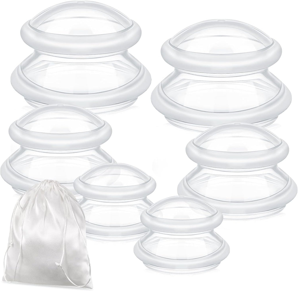 TrelaCo 6 Pcs Cupping Kit for Massage Therapy 3 Sizes Silicone Cupping Set Chinese Massage Therapy for Studio Household Cellulite Joint Pain Muscle Pain(Clear)