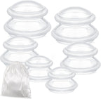 TrelaCo 6 Pcs Cupping Kit for Massage Therapy 3 Sizes Silicone Cupping Set Chinese Massage Therapy for Studio Household Cellulite Joint Pain Muscle Pain(Clear)