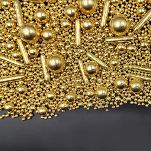 Gold Sprinkles Pearl Sugar Candy Mix Size Baking Cake Decorations Cupcake Toppers Cookie Decorating Wedding Shower Party Valentine Halloween Christmas Supplies 120g/4.23oz