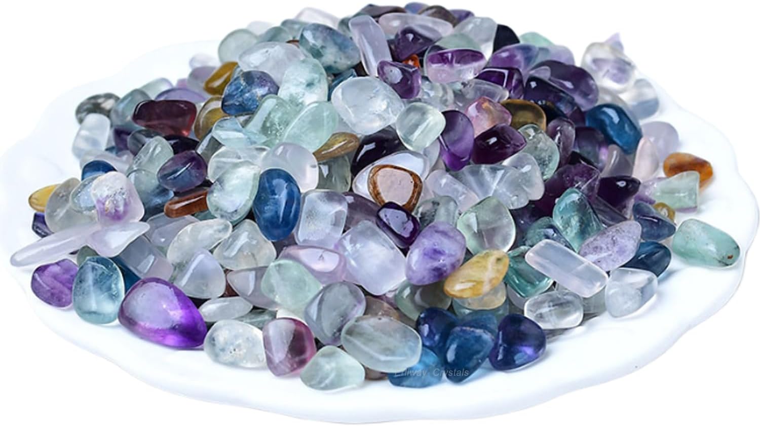 Erliway 100g Natural Rainbow Fluorite Crystal Chips, 7-9mm Tumbled Chips Crushed Crystal Stones, Polished Crystal Chips for Vase Filler Healing Reiki Crystal Jewelry Making Home Decor Aquarium Gravel