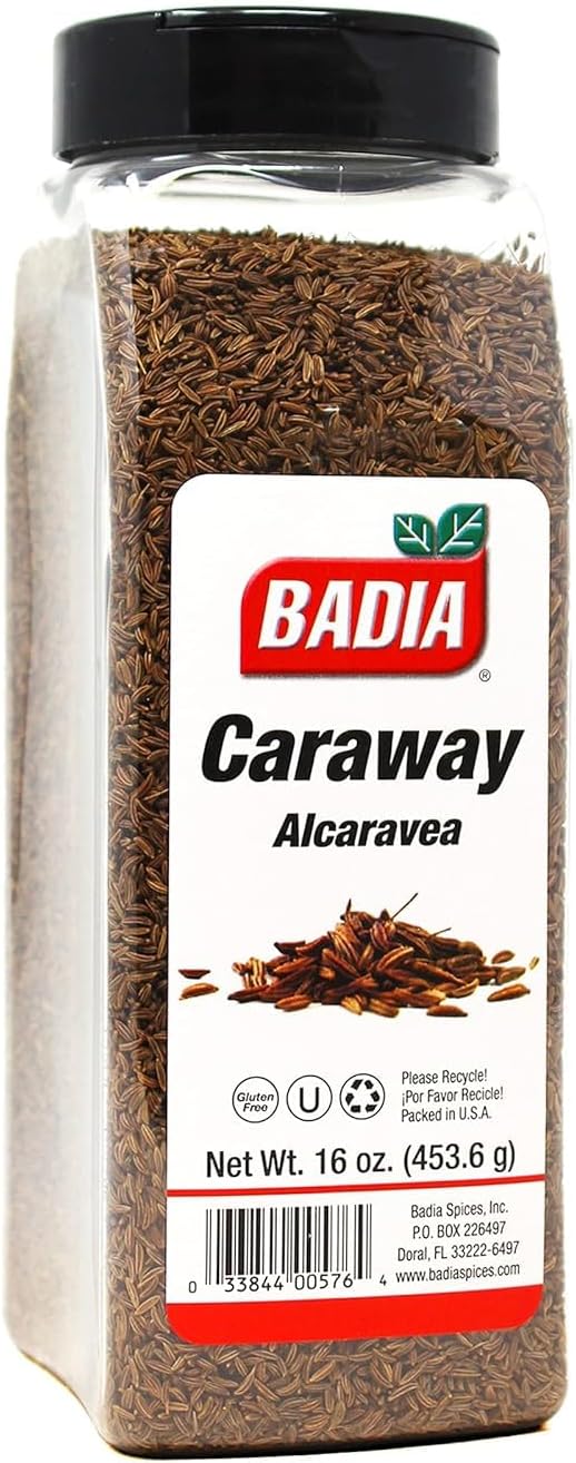 Badia Caraway Seeds, 16 oz - Whole Seed for Cooking, Mild Anise Flavor For Bread, Soups, Stews