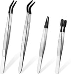 Sibba Tweezers with Rubber Tips 4Pcs PVC Rubber Coated Tweezer Set Jewelry Making Kits PVC Coated Tweezers Set Rubber Straight Tip Tweezers Flat Tip Gripper Reusable Forceps for Crafts Stamps Beads