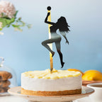 1 Pcs Bachelor Party Cake Topper, Pole Dance Girl Cake Toppers, Bachelor, Bachelorette Shower Birthday, Hen Party Decorations Supplies (Golden)
