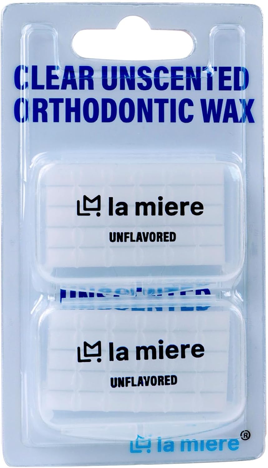 LA MIERE Braces Wax, Orthodontic Wax, 2 Boxes Precut Transparent Unscented Wax, for Brackets and Wires, Irritation Relief, Individually Wrapped