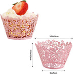 50Pcs Cupcake Wrappers Artistic Bake Cake Paper Lace Laser Cut Liner Baking Cup Wraps Muffin for Wedding Party Birthday Decoration (Light purple)
