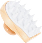 Silicone and Wooden Shampoo Brush Scalp Massage Hair Cleansing Brush Head Washing Comb for Wet Dry Use Scalp Care and Dandruff Removal