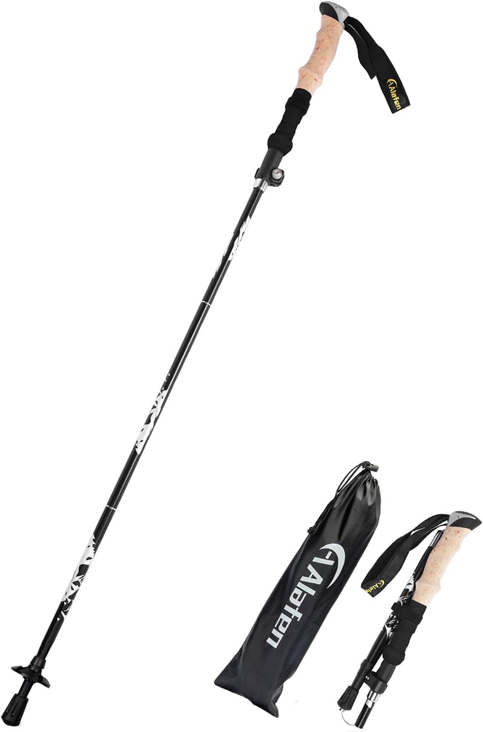 Lightweight Collapsible Trekking Pole - 7075 Aluminum Adjustable Walking Stick for Hiking & Travel, Foldable Quick-Lock Design, Single Pole for Adults & Seniors