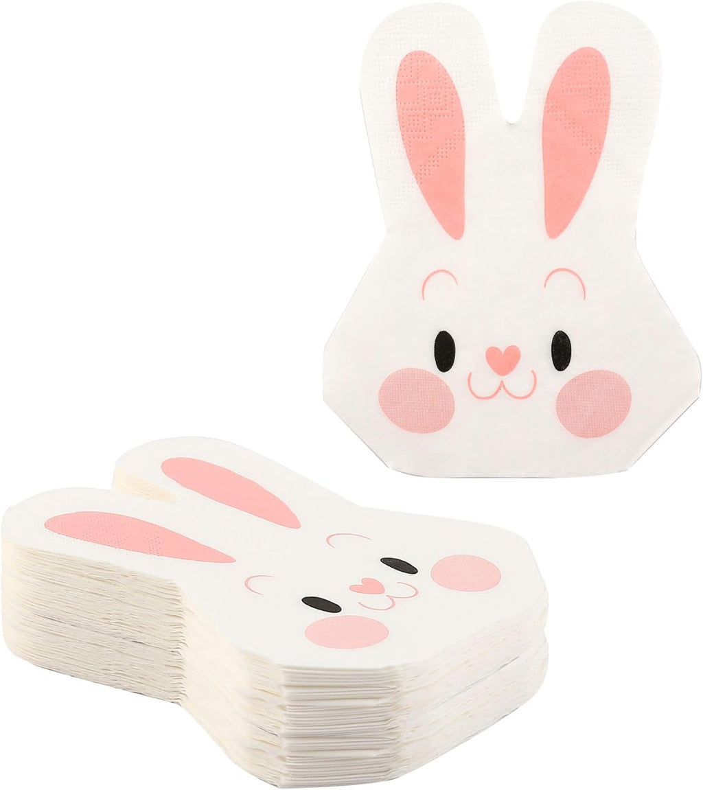 Easter Napkins Disposable - 50 PK - Bunny Paper Napkins Rabbit Cocktail Napkins Table Decorations Décor Party Favors Paper Goods Party Supplies