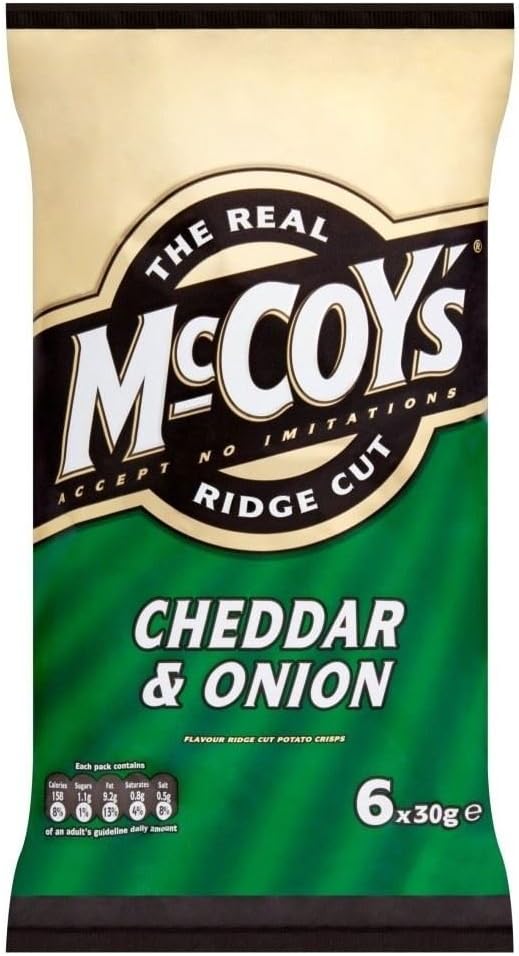 McCoy's Ridge Cut Crisps - Cheddar & Onion (6x30g)