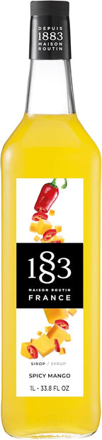 1883 Spicy Mango Syrup for Drinks, Made in France, 1 Liter Glass Bottle