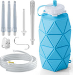 Collapsible Silicone Enema Bag Bottle with 5.2ft Hose, 5 Enema Tips, Controllable Flow Valve – 1.2 L Capacity Coffee enemas kit for Colon Cleanse Men and Women