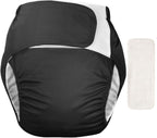 WEEOATAR Unisex Reusable Adult Cloth Diaper,Washable Swim Nappies,Adjustable Incontinence Pocket Diaper with Magic Stickers,Protective Underwear for Seniors,Disability,Postpartum(Black) One Size