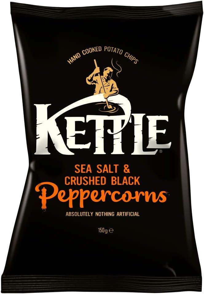 Kettle Chips Sea Salt & Crushed Black Peppercorns, 150 g