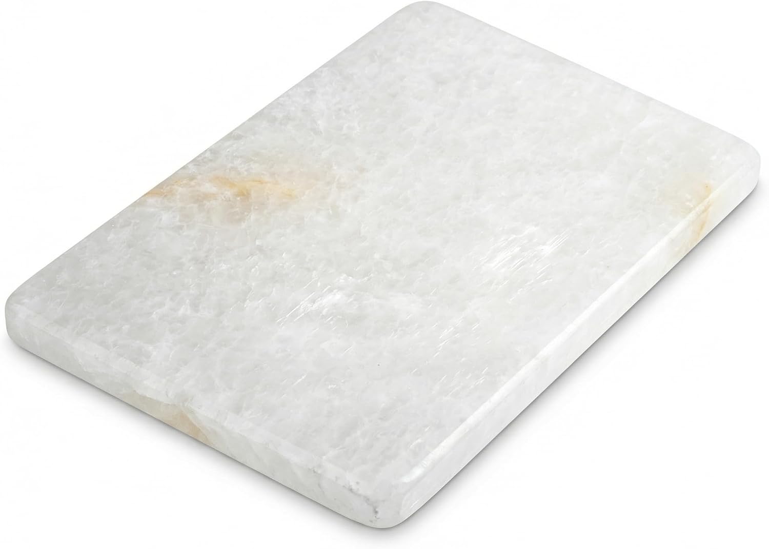 Natural White Quartz Cutting Board - 11.8" x 7.9" x 0.7" Translucent Stone Pastry Board for Baking & Chocolate, Elegant Quartz Cheese Plate & Serving Tray, Unique Housewarming Gift