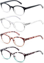 Reading Glasses for Women Cute Round Readers +0.50 for Small Head/Petite Face Lightweight Cheaters Glasses w/Spring Hinges 4 Pack