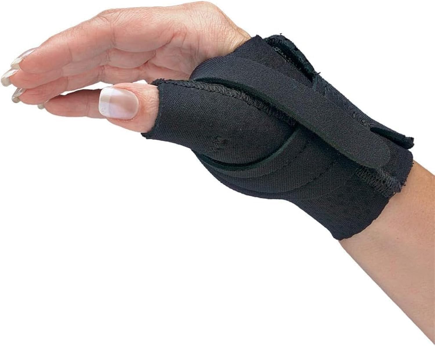 Comfort Cool Thumb CMC Restriction Splint - Breathable Neoprene Thumb Brace for Arthritis - Black, Left Hand, Medium (7 to 8 inches)