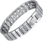 JEROOT Magnetic Bracelets for Men, Pure Titanium Bracelet (4000Gauss Per Magnet), Men's Bracelet Lymphatic Jewelry Gifts (Sliver)