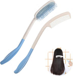 Long Reach Handled Comb and Hair Brush Set Applicable to Elderly and Hand-Disabled People inconvenient Upper Limb Activities (2 pcs)