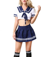 ANJAYLIA Women Lingerie Schoolgirls Outfit Lingerie Roleplay Cosplay Sailor Costumes with Socks