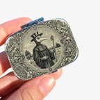 1pc Square Pill Box, Mini 2 Compartment Medicine Pill Organizer, Household Portable Medicine Storage Box, Vitamins Fish Oil for Pockets Purses Travel Unique Gift (Plague Doctor)