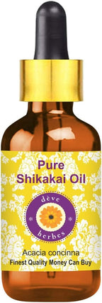 Deve Herbes Pure Shikakai Oil (Acacia concinna) with Glass Dropper natural Therapeutic Grade 30ml (1.01 Ounce)