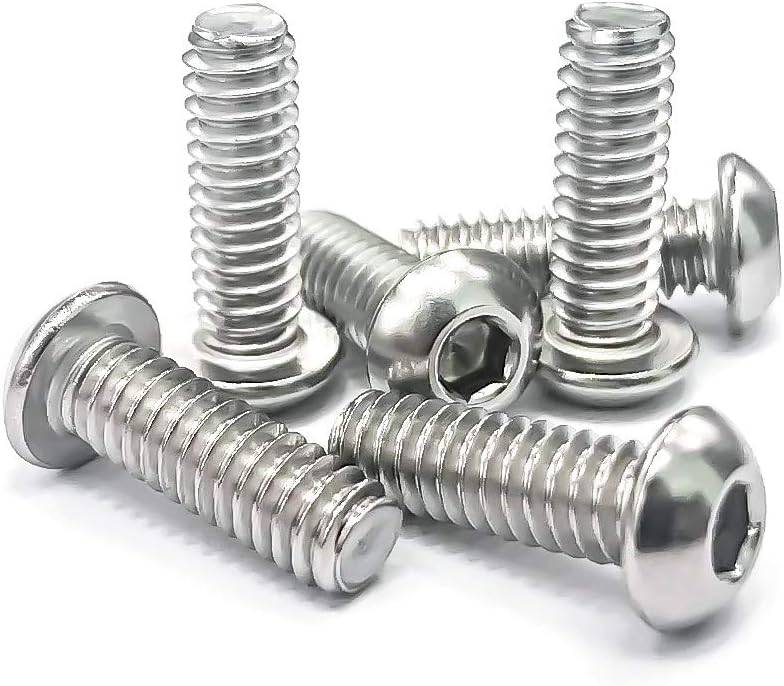 1/4-20 x 3/4" Button Head Socket Cap Bolts Screws, 304 Stainless Steel 18-8, Allen Hex Drive, Bright Finish, Fully Machine Thread, Pack of 25