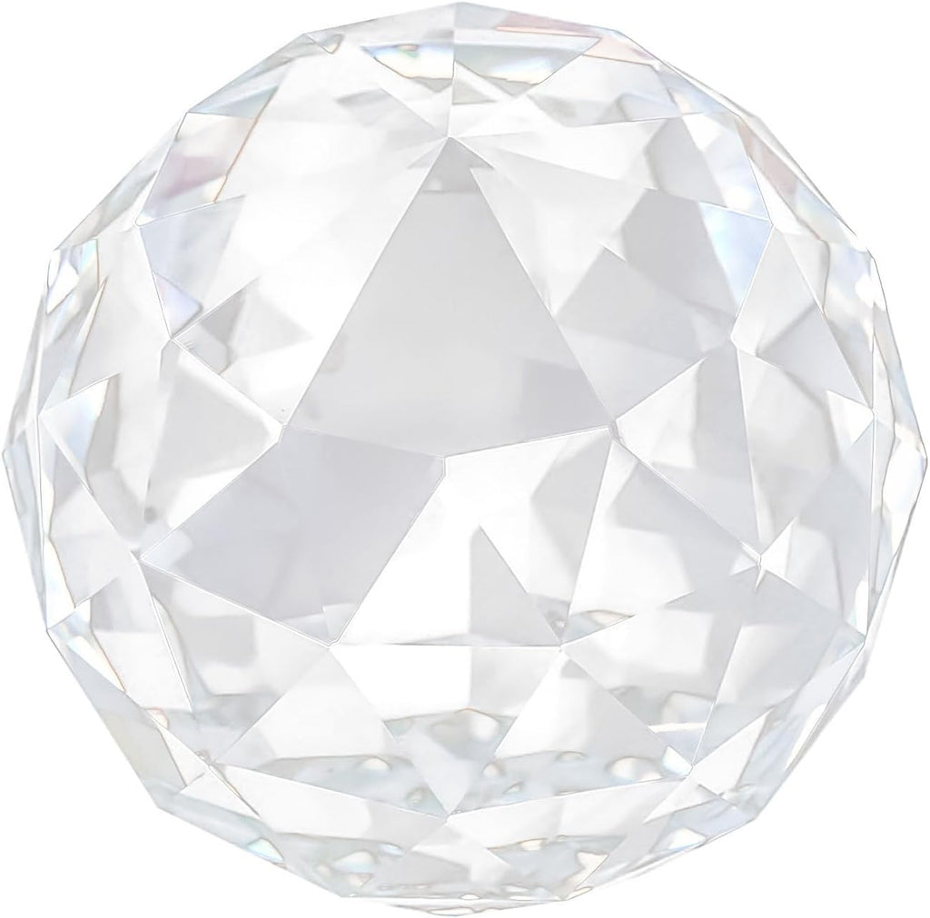 Clear Cut Crystal Glass Ball, 60/80mm Clear Cut Crystal Sphere Prisms Glass Ball Translucent Faceted Gazing Ball Suncatcher Home Hotel Decor Hardware Fittings(60MM/2.36in)