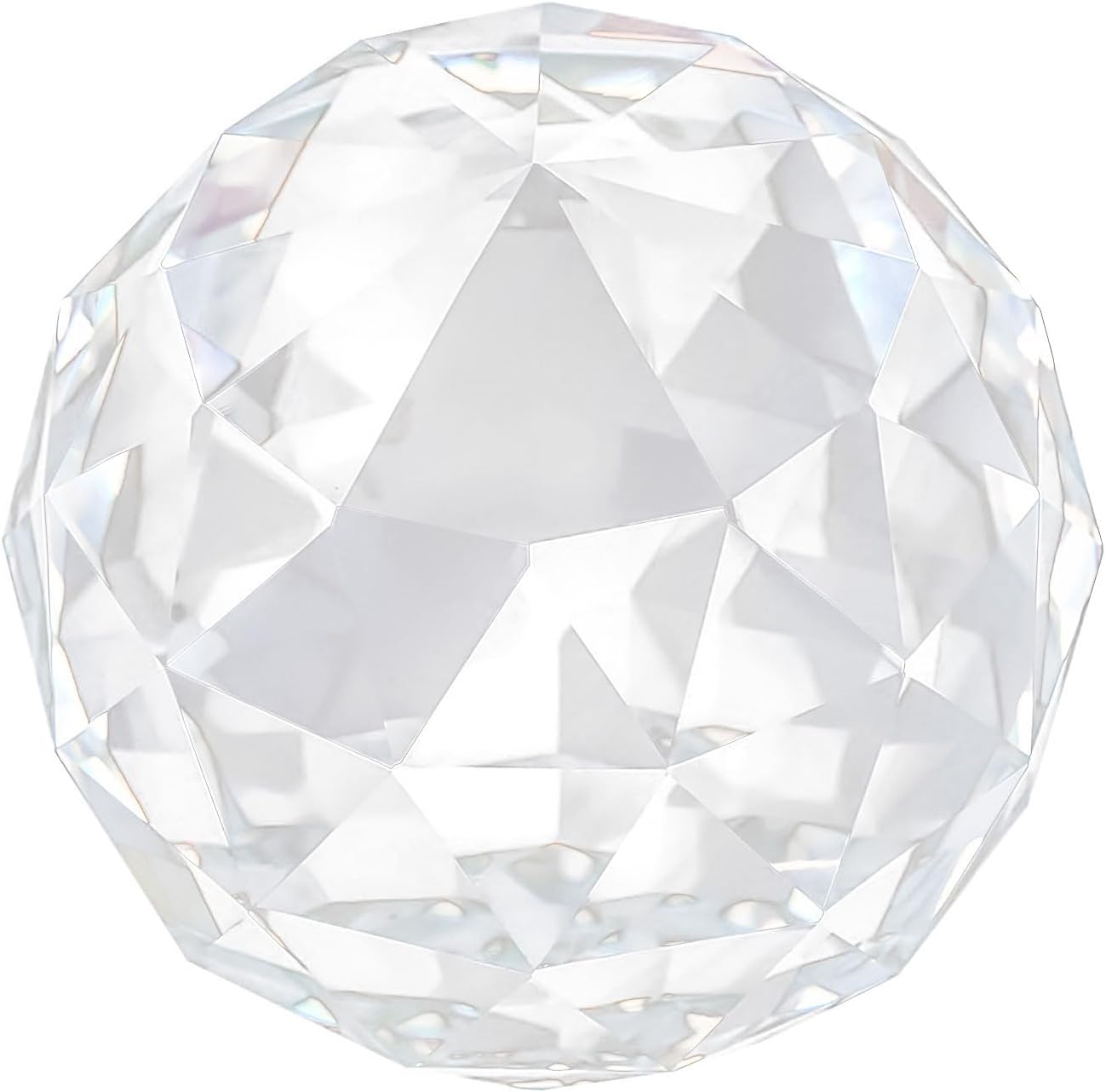 Clear Cut Crystal Glass Ball, 60/80mm Clear Cut Crystal Sphere Prisms Glass Ball Translucent Faceted Gazing Ball Suncatcher Home Hotel Decor Hardware Fittings(60MM/2.36in)