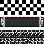 FUNSHOWCASE Race Car Edible Cake Wrap Topper Decoration, Checkered Flag, Racing Track, Tire Border, 4 x 12 Inches per Sheet