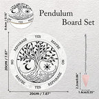 CRASPIRE Tree of Life Pendulum Board Dowsing Divination Metaphysical Message Board 7.9Inch Wooden Carven Board with Rose Quartz Crystal Dowsing Pendulum Necklace Witchcraft Wiccan Altar Supplies Kit
